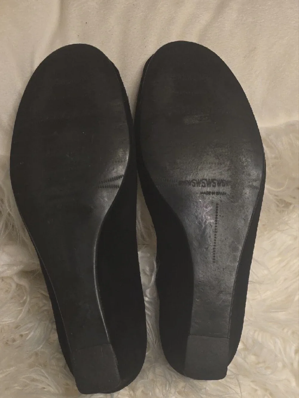 Stuart Weitzman Black Suede Wedge Ballet Flats with Silver Buckle Detail   8.5 - Picture 9 of 11